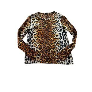 Equipment Femme Leopard Silk Shirt XS Long Sleeve Front Pocket Mob Wife Animal